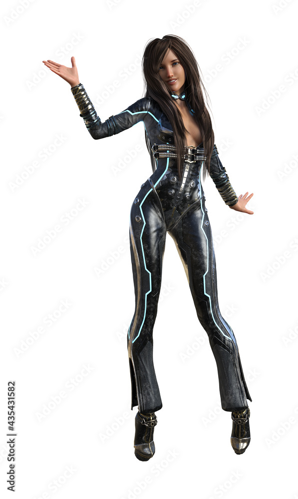 Illustration of a beautiful young woman with long brown hair with one hand palm up in the air Illustration of a beautiful young woman with long brown hair with one hand palm up in the air