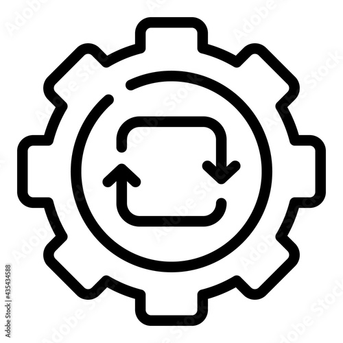 Gear update icon. Outline Gear update vector icon for web design isolated on white background