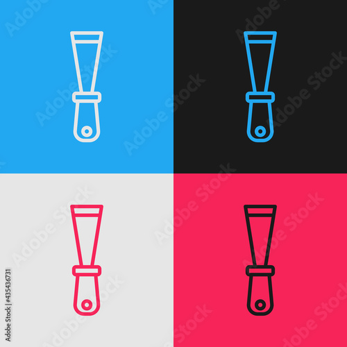 Pop art line Putty knife icon isolated on color background. Spatula repair tool. Spackling or paint instruments. Vector