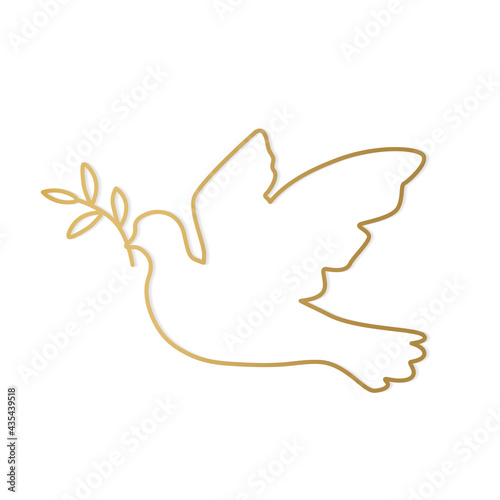 golden dove with olive branch, Holy Spirit, peace concept- vector illustration