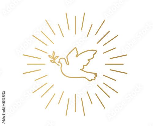 golden dove with olive branch, Holy Spirit, peace concept- vector illustration photo