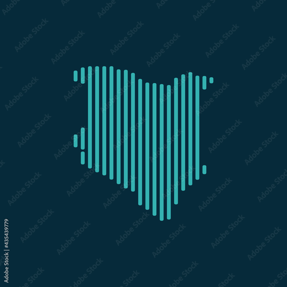 Vector abstract map of Kenya with blue straight rounded lines isolated on a indigo background. Vector abstract map of Kenya with blue straight rounded lines isolated on a indigo background.