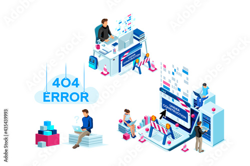 Symbolic Program and Development Symbols. Icon Collection of Debug and Error Correction Concepts. Characters Finding a System Failure. Flat Cartoon Vector Illustration.