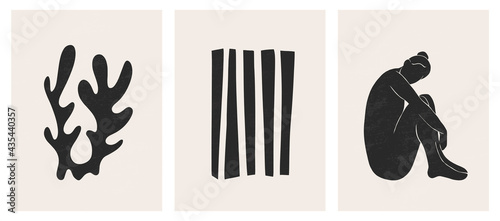 Принти на полотні Trendy contemporary abstract matisse geometric woman composition