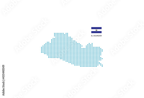 El Salvador map design blue circle, white background with El Salvador flag.