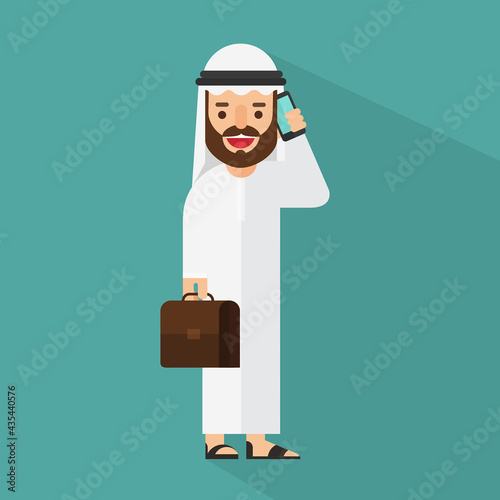 Arabic Business man talking on a cellphone in a office workplace