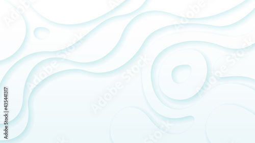 White Abstract Wavy Paper Cut Background with Shadows, Vector. Modern Design Objects © Дмитрий