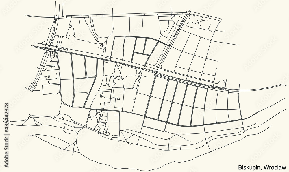 Black simple detailed street roads map on vintage beige background of ...
