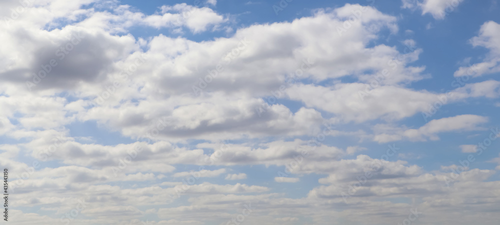 Beautiful blue sky with white clouds, banner design