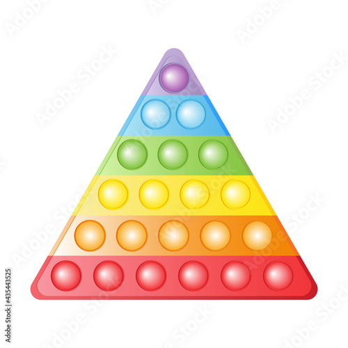 Antistress trendy toys fidget sensory pop it and simple dimple, triangle shape. Colorful Silicone bubbles. Finger training for children and adults. New exotic decompression toys. Vector illustration