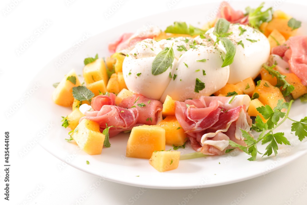 melon salad with prosciutto ham and mozzarella melon salad with prosciutto ham and mozzarella