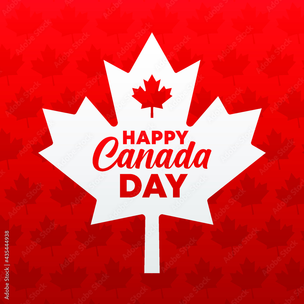 happy canada day 2021 modern banner, sign, design concept, social media post, template with white text, and Canadian leaf icon on a red background. happy canada day 2021 modern banner, sign, design concept, social media post, template with white text, and Canadian leaf icon on a red background.