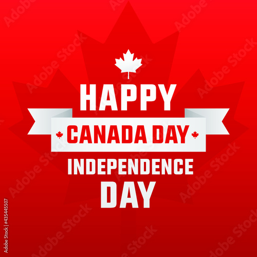  happy canada day 2021, independence day modern banner, sign, design concept, social media post, template with white text, and Canadian leaf icon on a red background. 