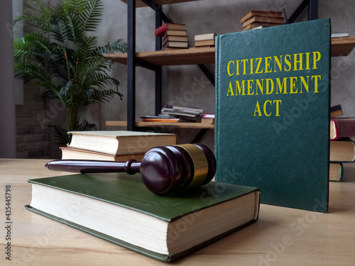 Green book with Citizenship Amendment Act CAA. photo