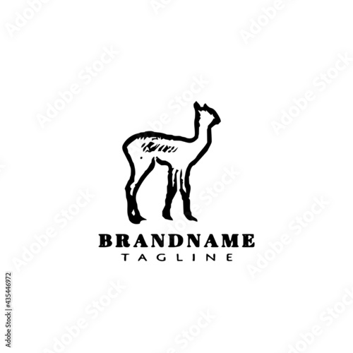 cute alpaca logo template icon vector illustration