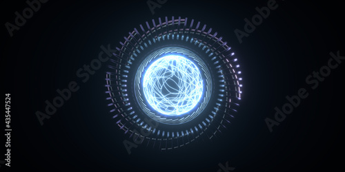Fototapeta Naklejka Na Ścianę i Meble -  A futuristic portal in the form of a glowing sphere. 3d rendering