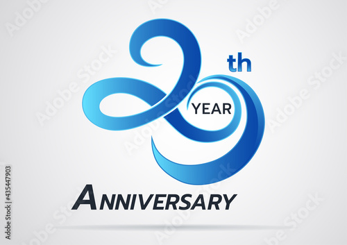 20 Years Anniversary celebration logotype style colored with shiny blue,Anniversary Template logo
