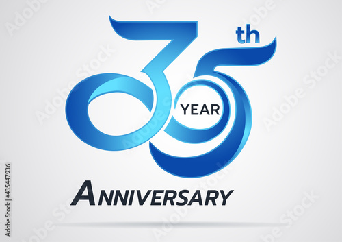 35 Years Anniversary celebration logotype style colored with shiny blue,Anniversary Template logo
