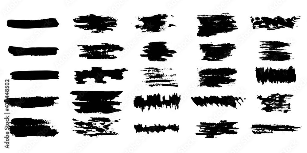 Set of grunge brushes. 25 vector strokes. Elements for banners and backgrounds .