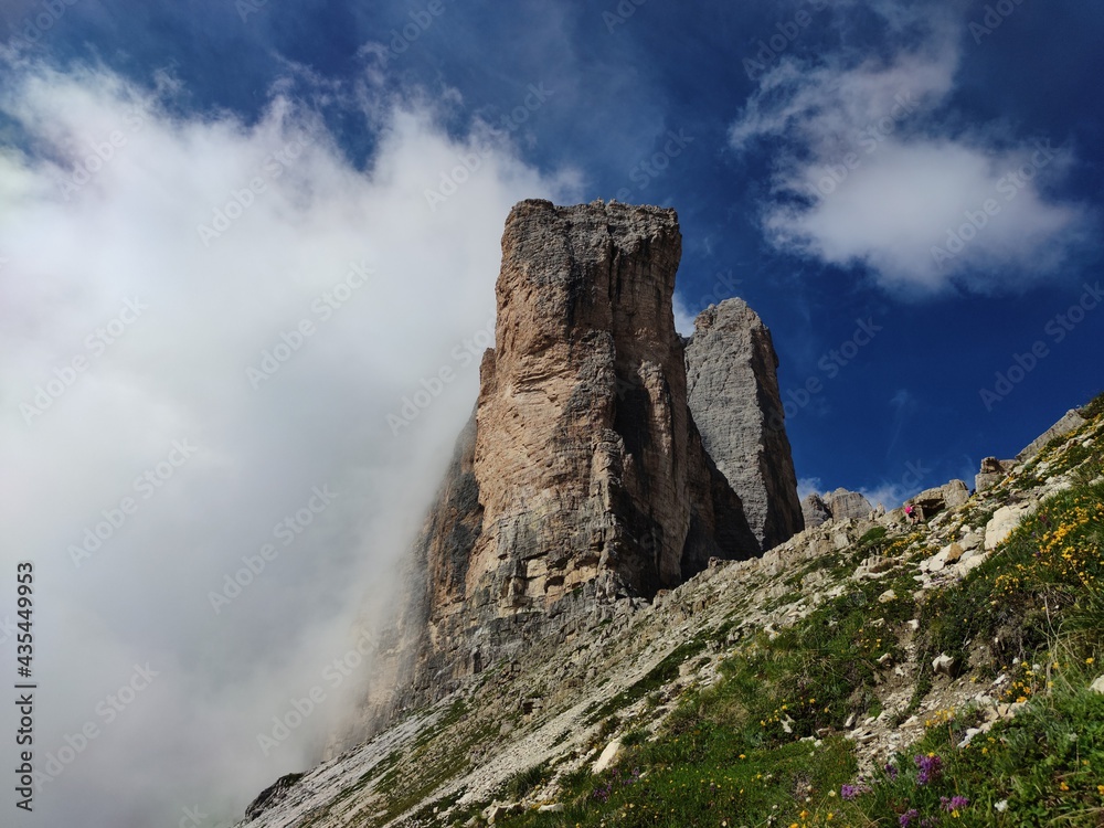 clouds over the mountains, Tre Cime di Lavaredo, The Dolomites, Italy