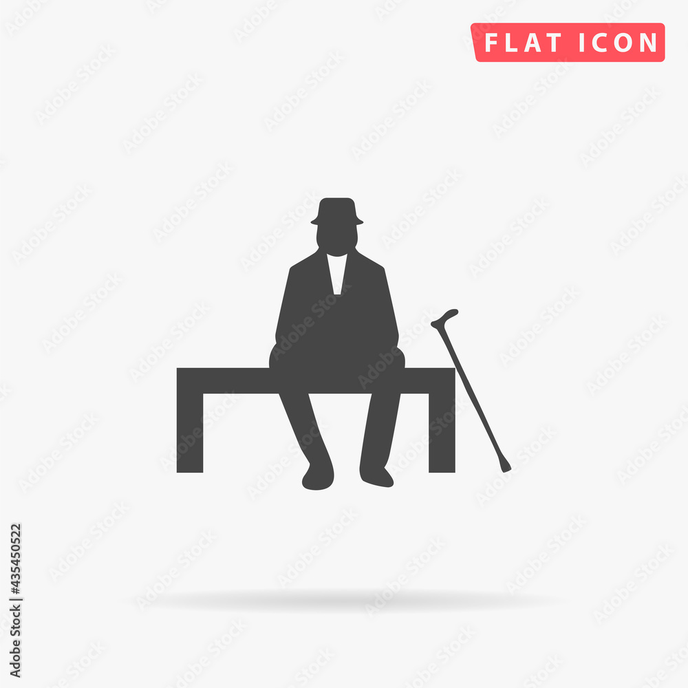 Old Man flat vector icon. Hand drawn style design illustrations
