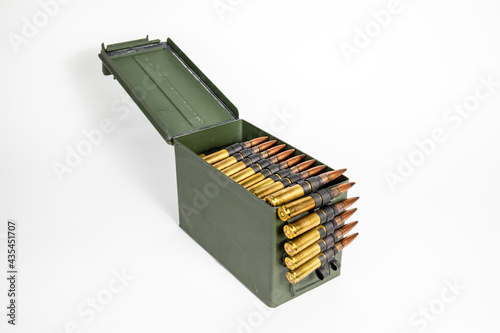 Ammo Can 50cal Bullets on White