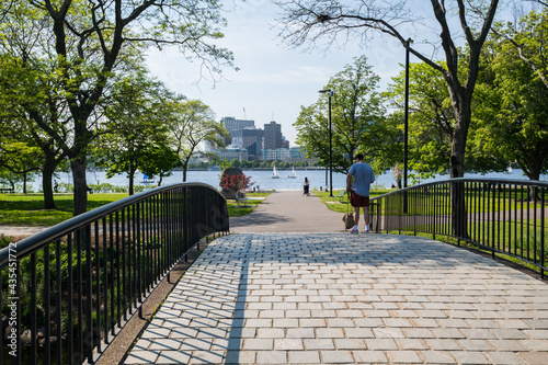 Walking through the Charles River Esplanade gardens and park photo