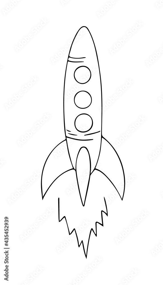 Hand-drawn space rocket for exploring new planets in space.Aircraft for movement over long cosmic distances.Doodle style,simple minimalistic drawing. Fantasy sketch,line art.Isolated.Vector Hand-drawn space rocket for exploring new planets in space.Aircraft for movement over long cosmic distances.Doodle style,simple minimalistic drawing. Fantasy sketch,line art.Isolated.Vector