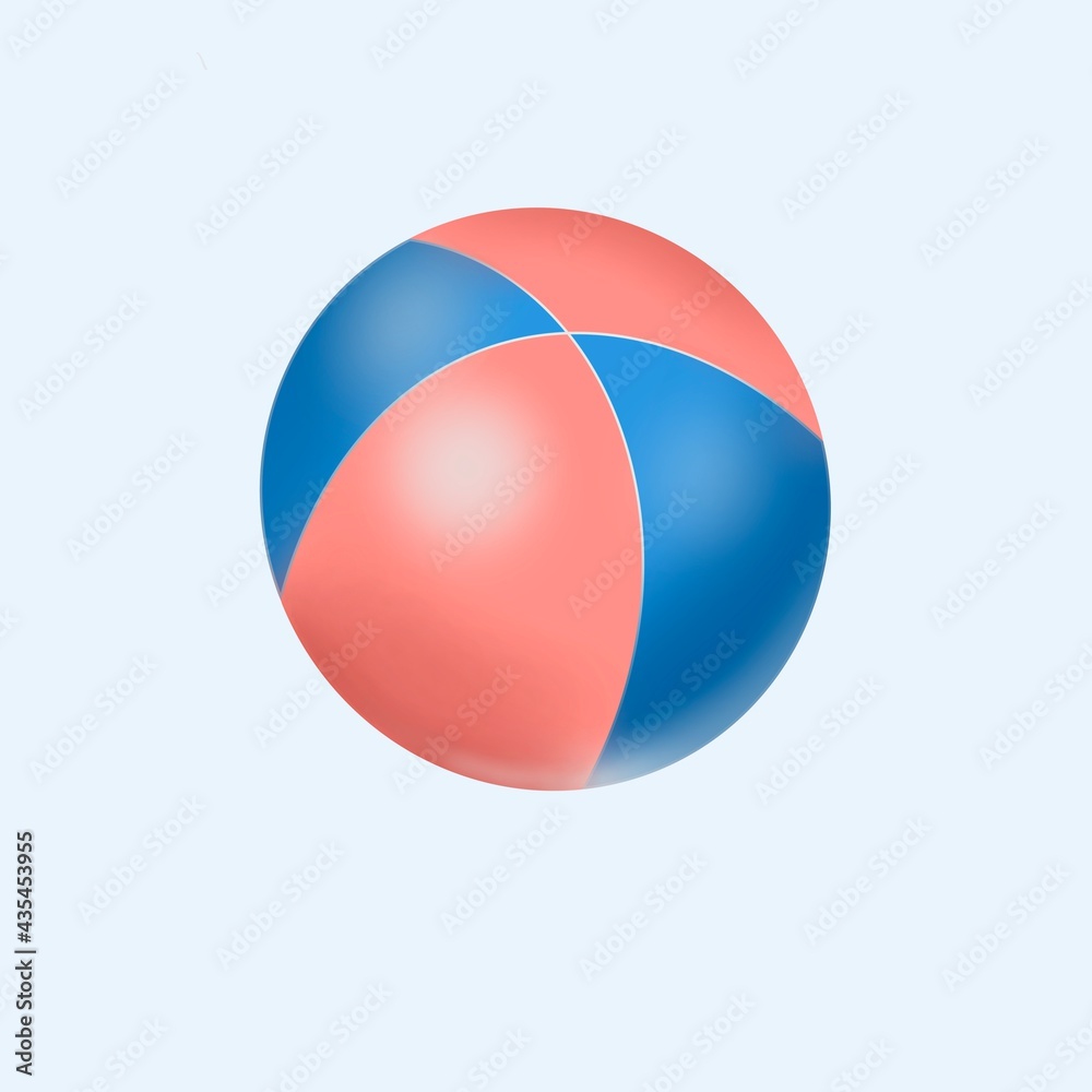 Red-blue rubber ball on white background. Red-blue rubber ball on white background.