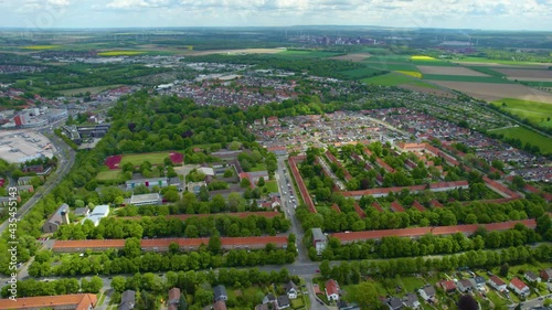 Aerial view of the city Lebenstedt in Salzgitter in Germany on a sunny day in spring. photo