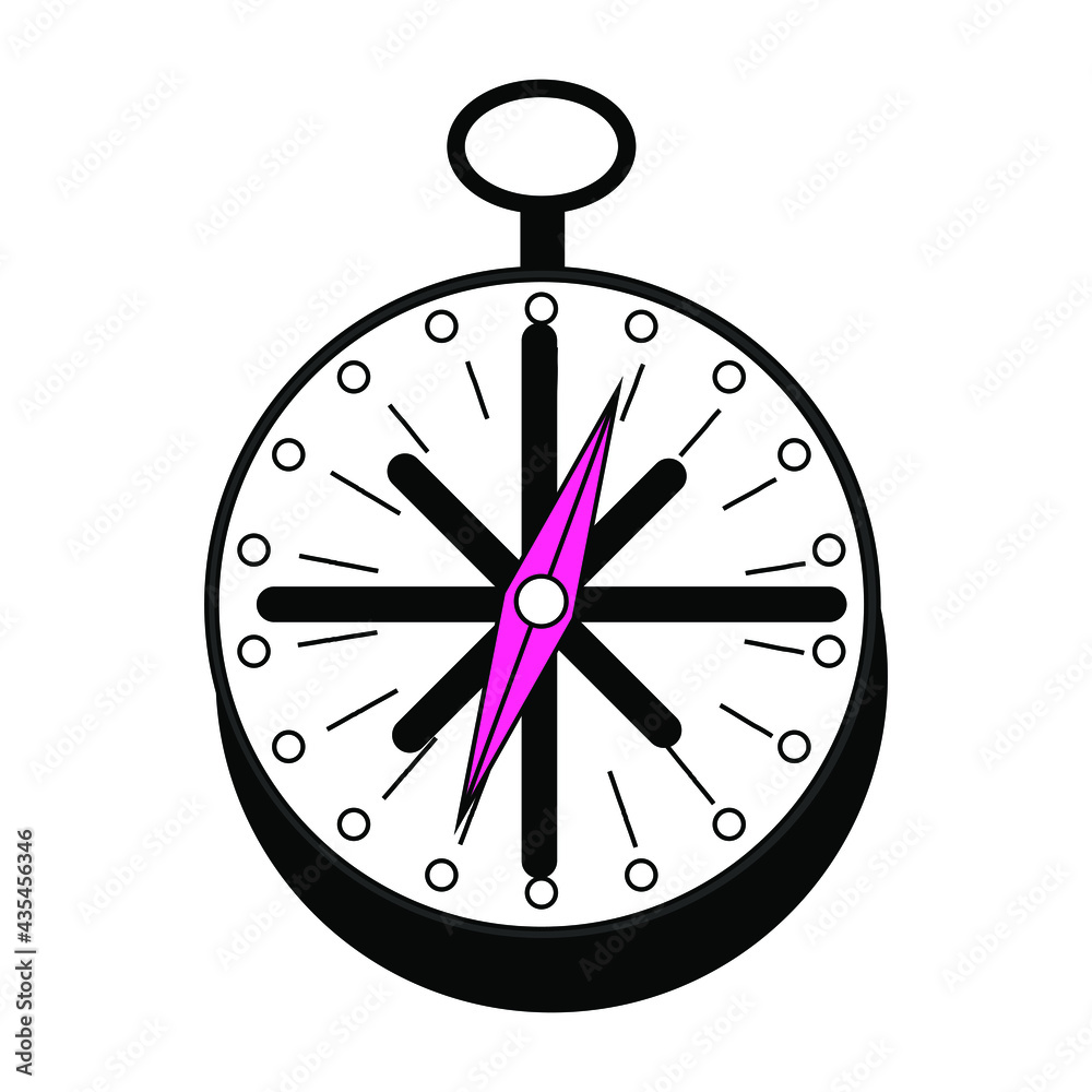 Simple line compass with a pink arrow on a white background. Stock vector illustration for design, logo and icons. Simple line compass with a pink arrow on a white background. Stock vector illustration for design, logo and icons.