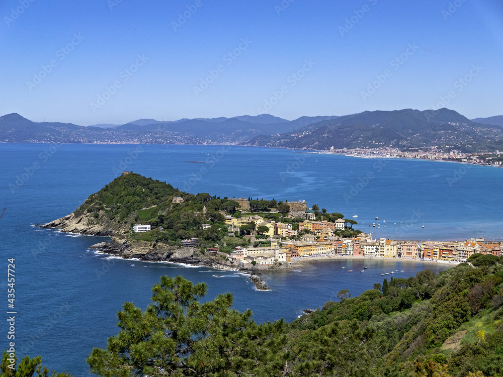 Panoramic view of Sestri Levante and the bay of Silence