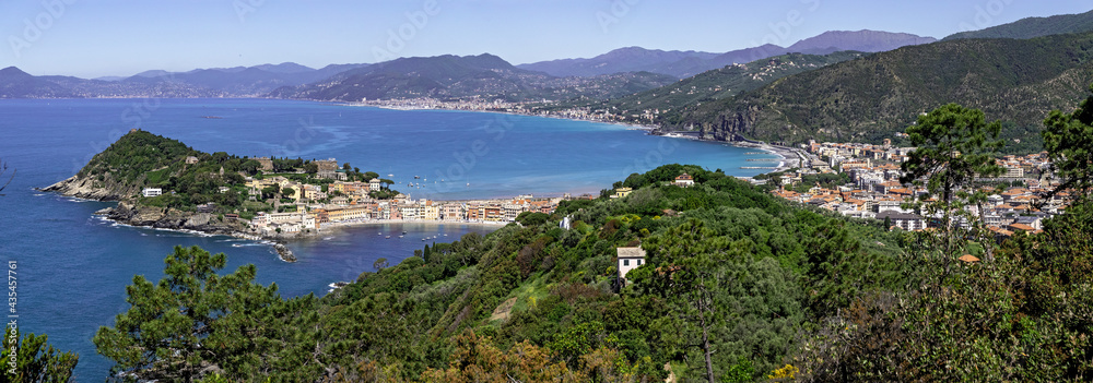 Panoramic view of Sestri Levante and the bay of Silence