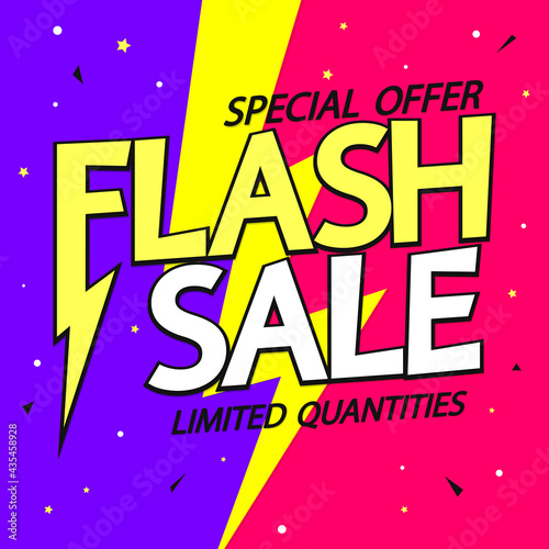 Flash Sale, discount poster design template, promotion banner, vector illustration
