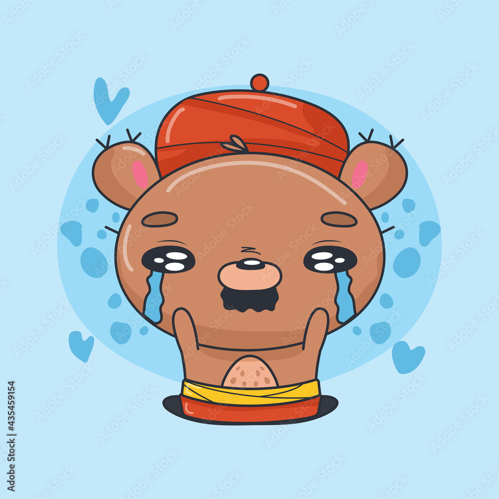 Cute little bear crying with sadness