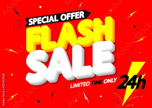 Flash Sale, discount poster design template, promotion banner, vector illustration