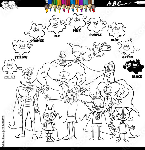 basic colors color book with superheroes group