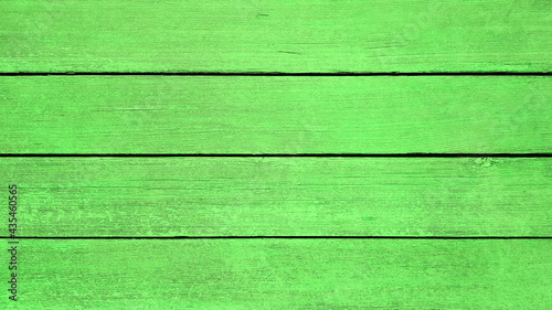 Background green wooden planks board texture.