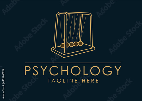 Newton's Cradle logo. Hypnosis therapy sign. Psychologist sign.