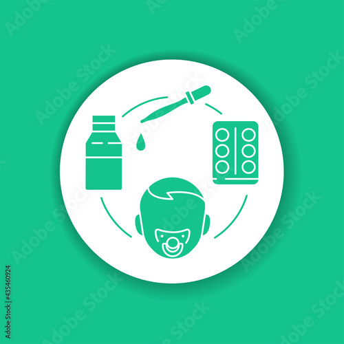 Dosage medicines for children color glyph icon. Pediatric health care