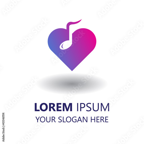Photography love music logo design template vector