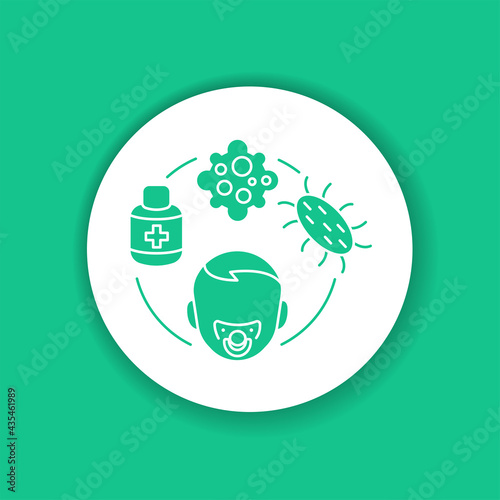 Pediatric immunology color glyph icon. Check and treatment viral diseases