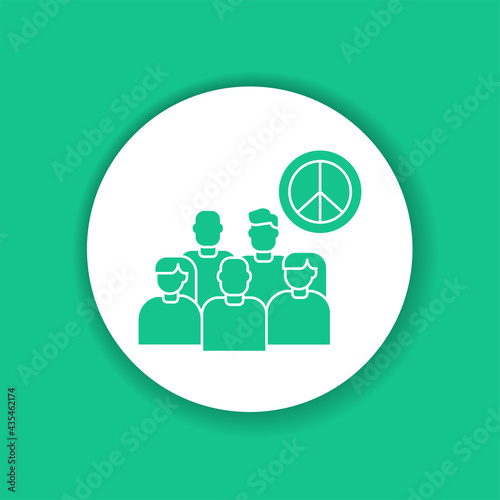 Anti war movement color glyph icon. Peaceful protest.