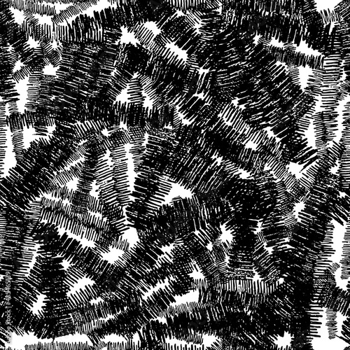 Seamless pattern with black pencil brushstrokes
