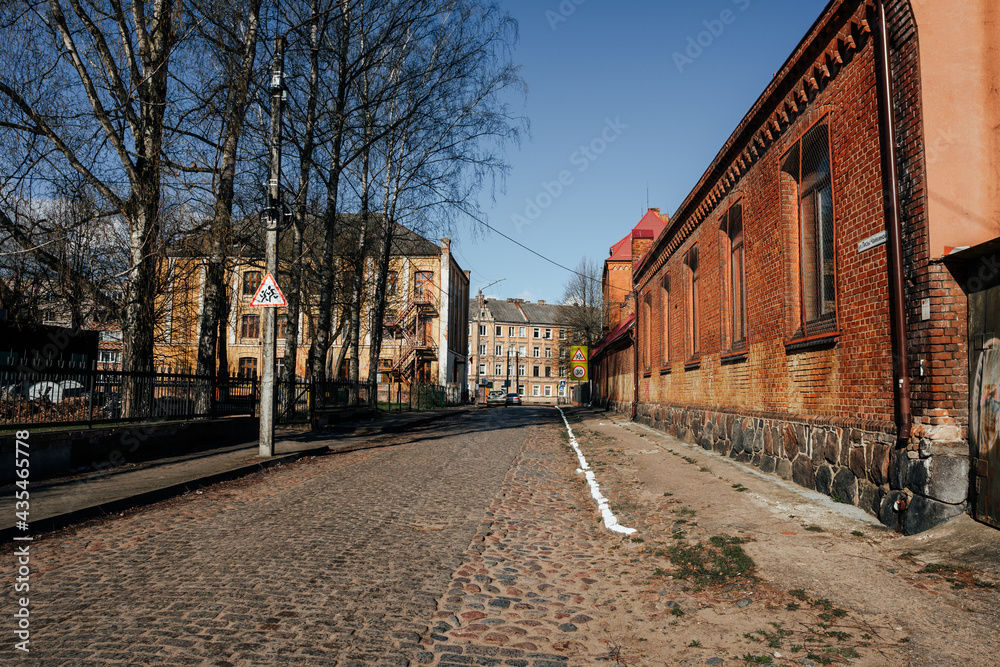 street with old houses in Sovetsk, Kaliningrad Region