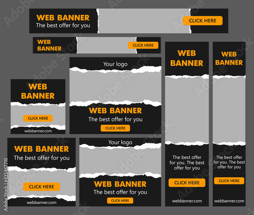 Set of web banners. Vector illustration. Horizontal web banner. Vertical web banner. Web template set. Social media cover ads banner