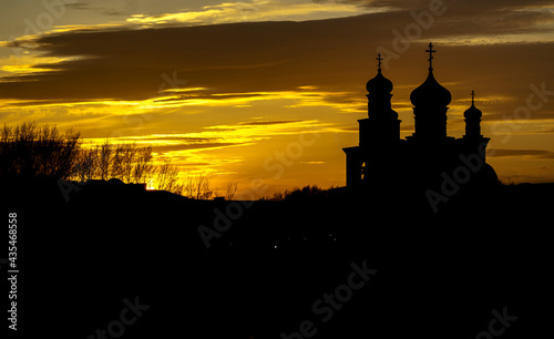 church at sunset