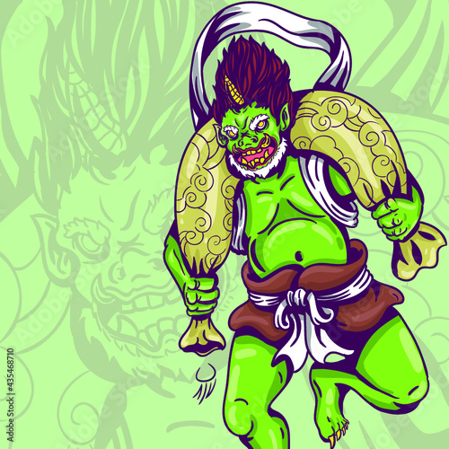 fuujin japanese god illustration creature legendary illustration