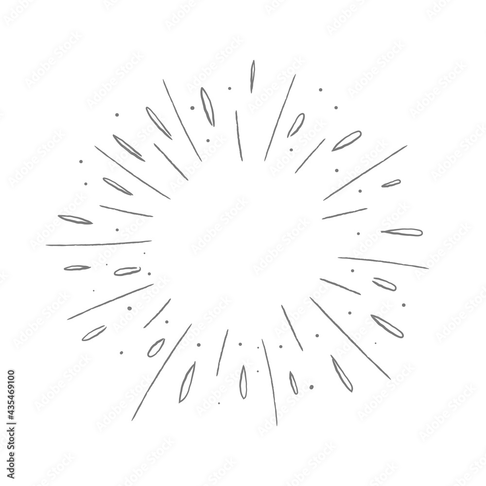 Star burst or sunburst doodle illustration. Hand drawn firework design element. Vector illustration. Star burst or sunburst doodle illustration. Hand drawn firework design element. Vector illustration.