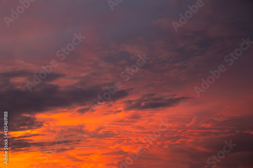Beautiful dramatic sky. Sunset or sunrise time. Amazing purple clouds. Soft focus photo. © Vadym